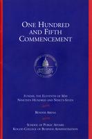 105th Commencement Program, School of Public Affairs and Kogod School of Business, Spring 1997