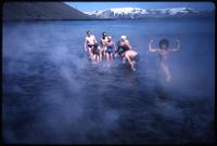 Beverly, Jack Child, and tourists at Deception Island volcanic springs