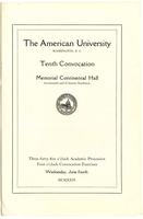 10th Commencement Program, American University, Spring 1924