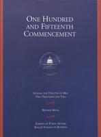 115th Commencement Program, School of Public Affairs and Kogod School of Business, Spring 2002