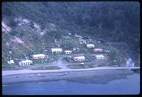 Aerial view of small community near Puerto Williams coast